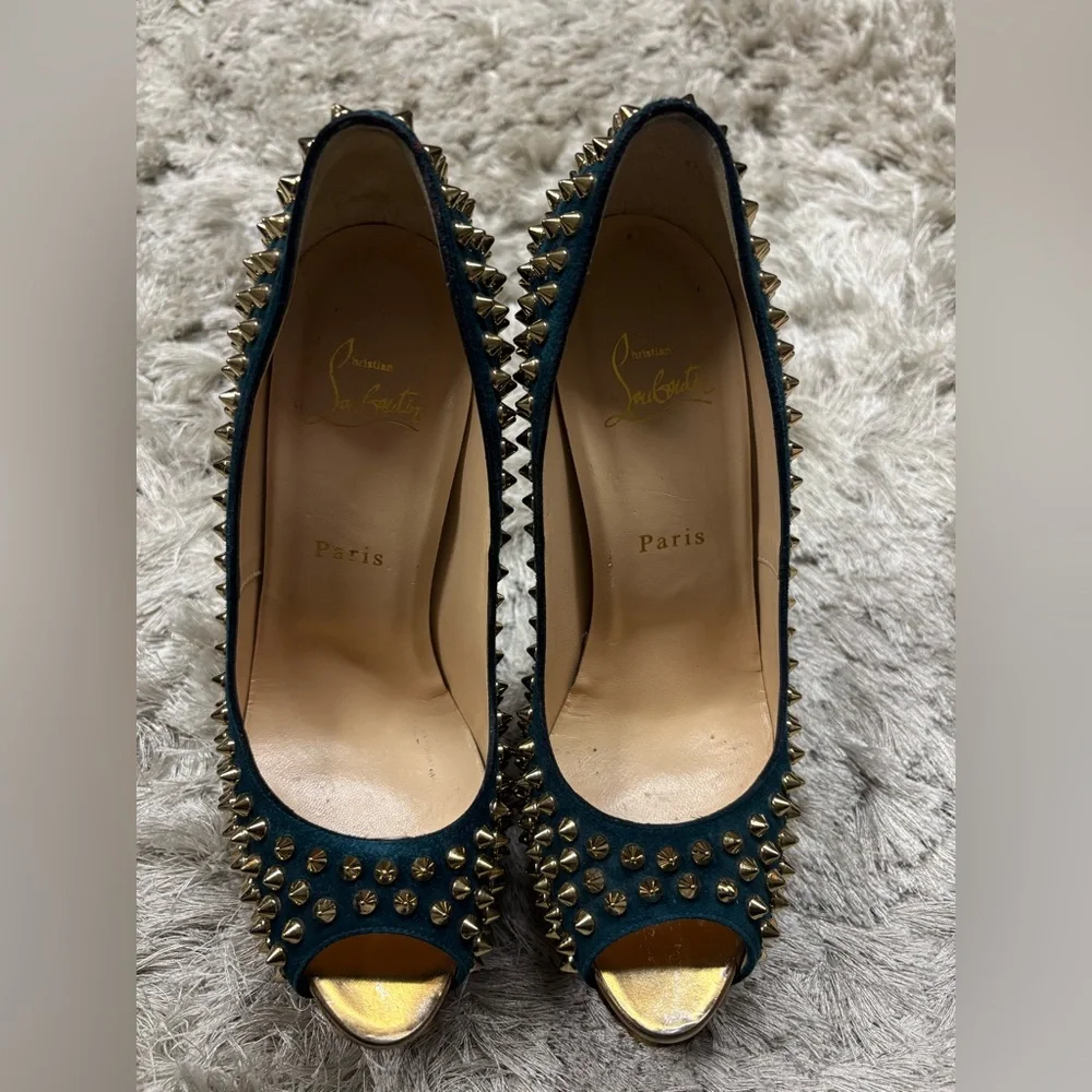 Christian Louboutin Women's Studded Peep-Toe Heels *Best fit size 8 - Picture 5 of 15